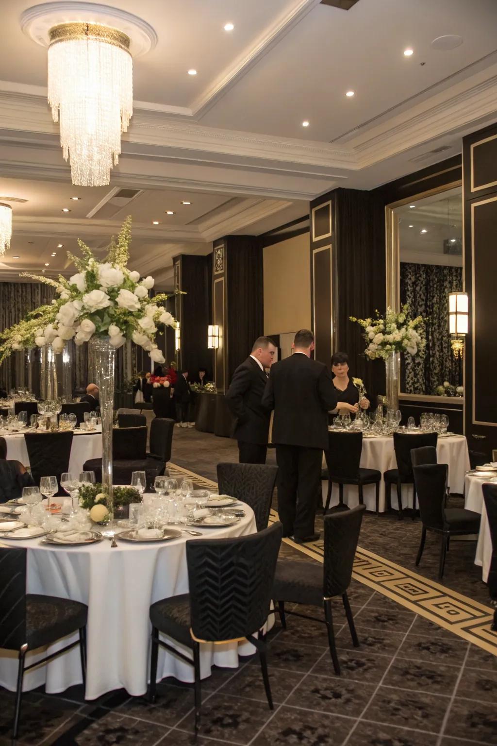 Elevate your holiday get-together through an Ebony and Ivory theme.