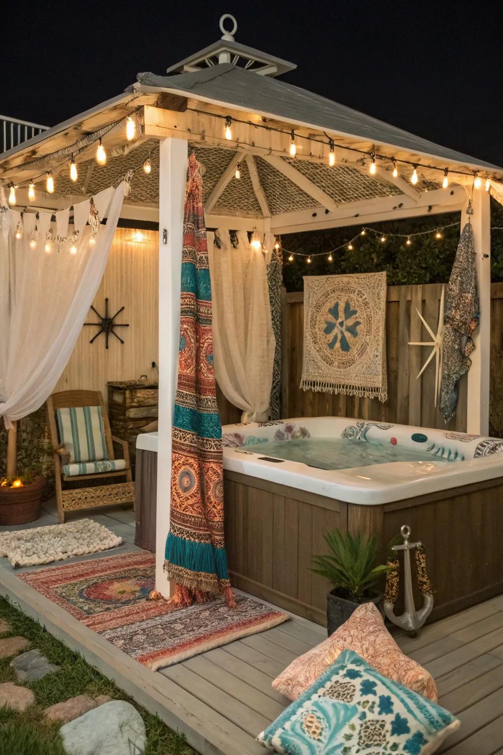 Themed decor personalizes and enhances the gazebo's charm.