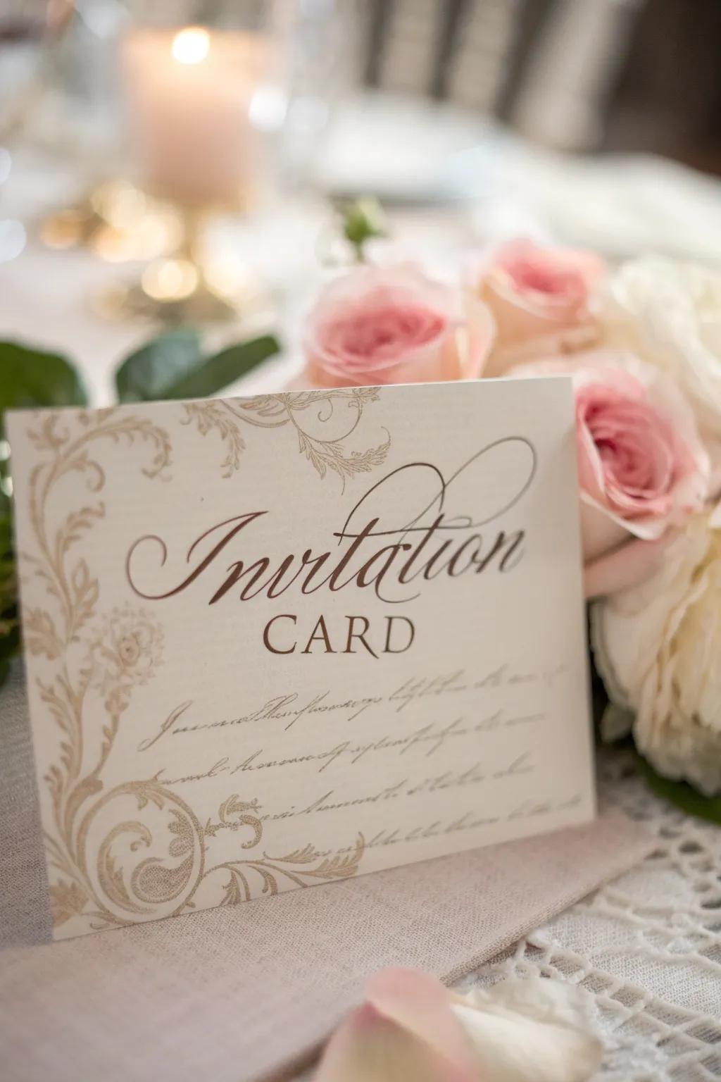 Calligraphy adds timeless elegance and sophistication to your invitations.