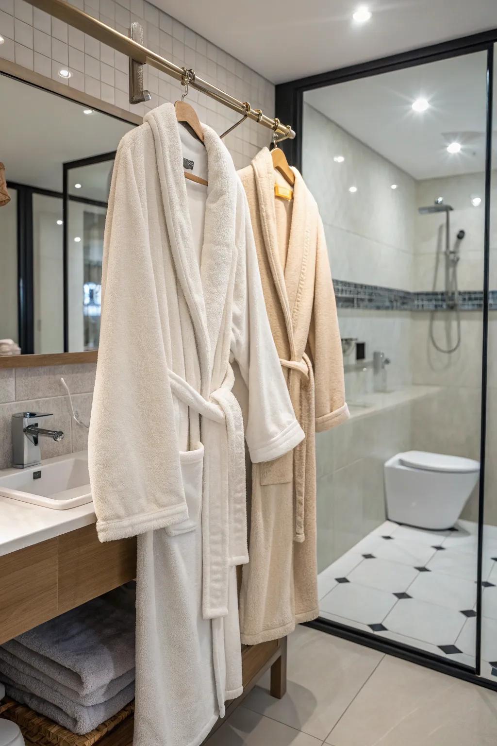 Luxurious bathrobes that offer comfort and relaxation for two.