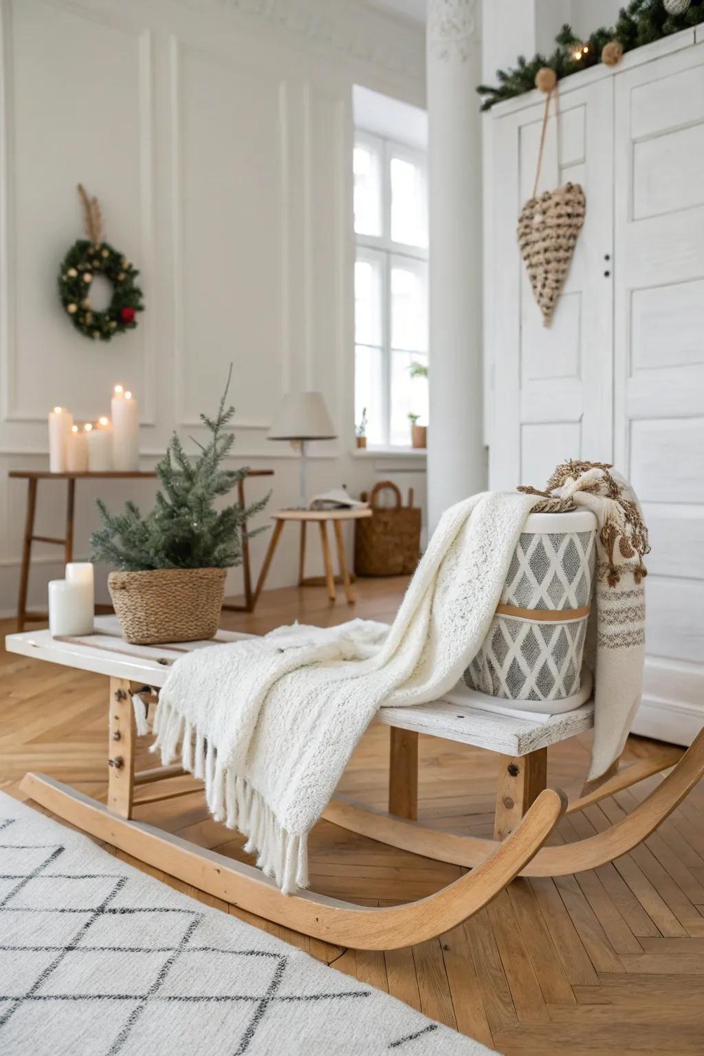 A serene sled featuring Scandinavian-inspired d&eacute;cor