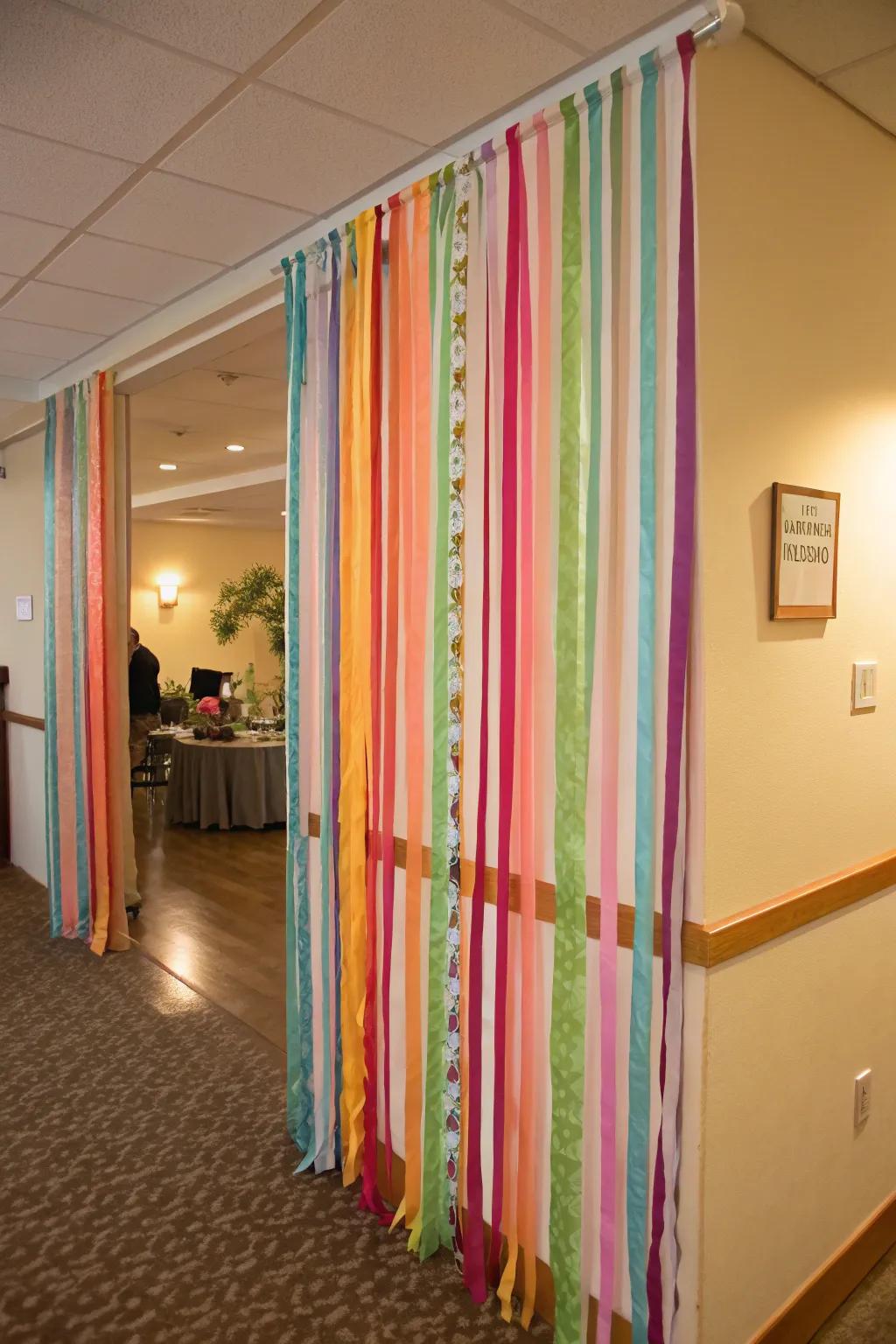 Separate spaces creatively with a streamer space separator.