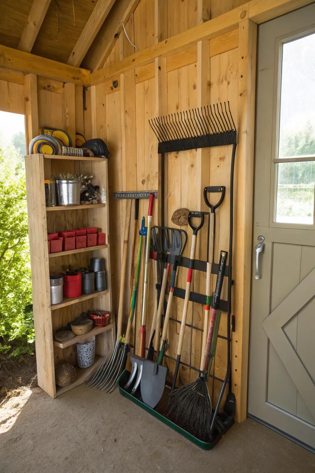 A self-supporting rack provides adaptable and portable tool storage.