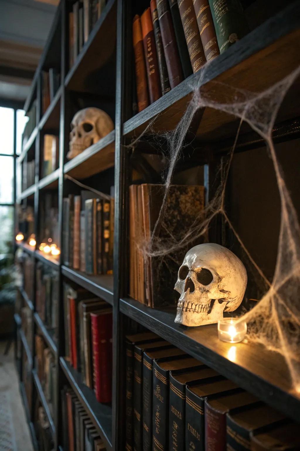 A phantom display shelf, weaving in Halloween magic.