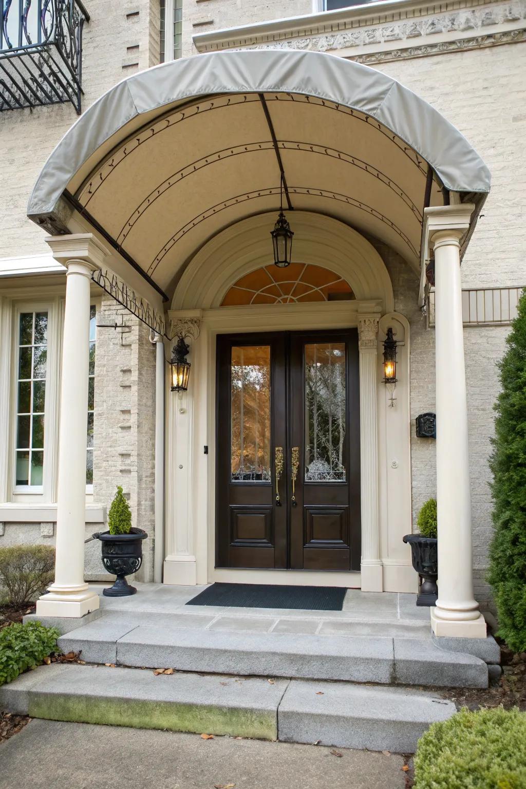 A sheltered entryway offers practicality and style.