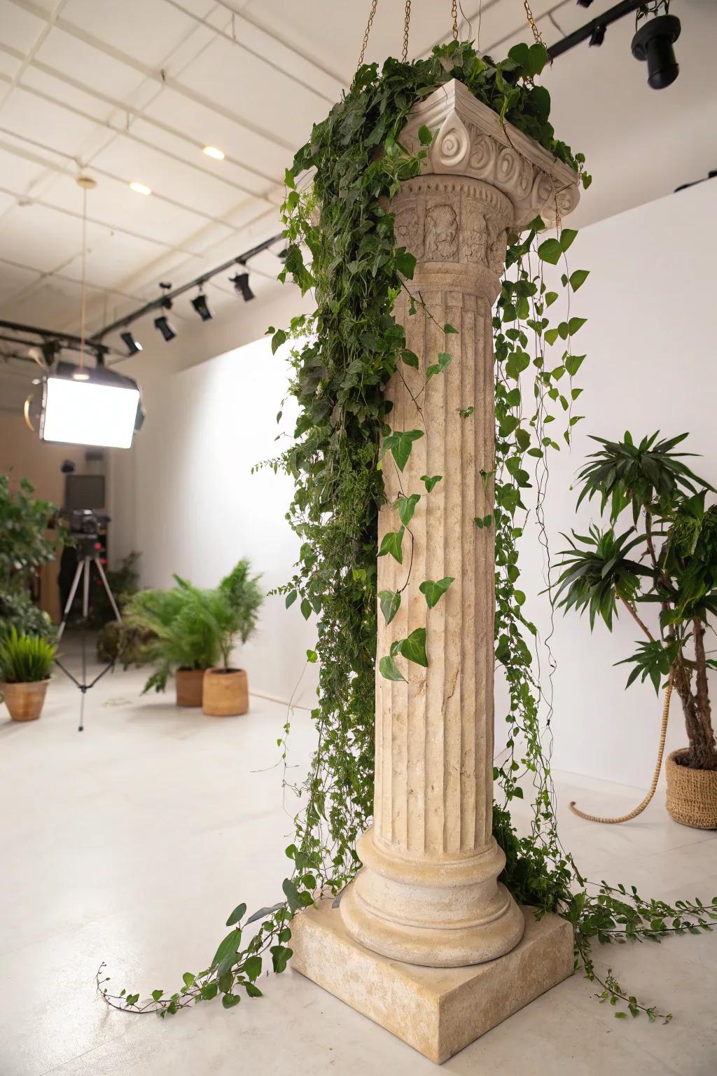 Foliage adds a touch to columns.
