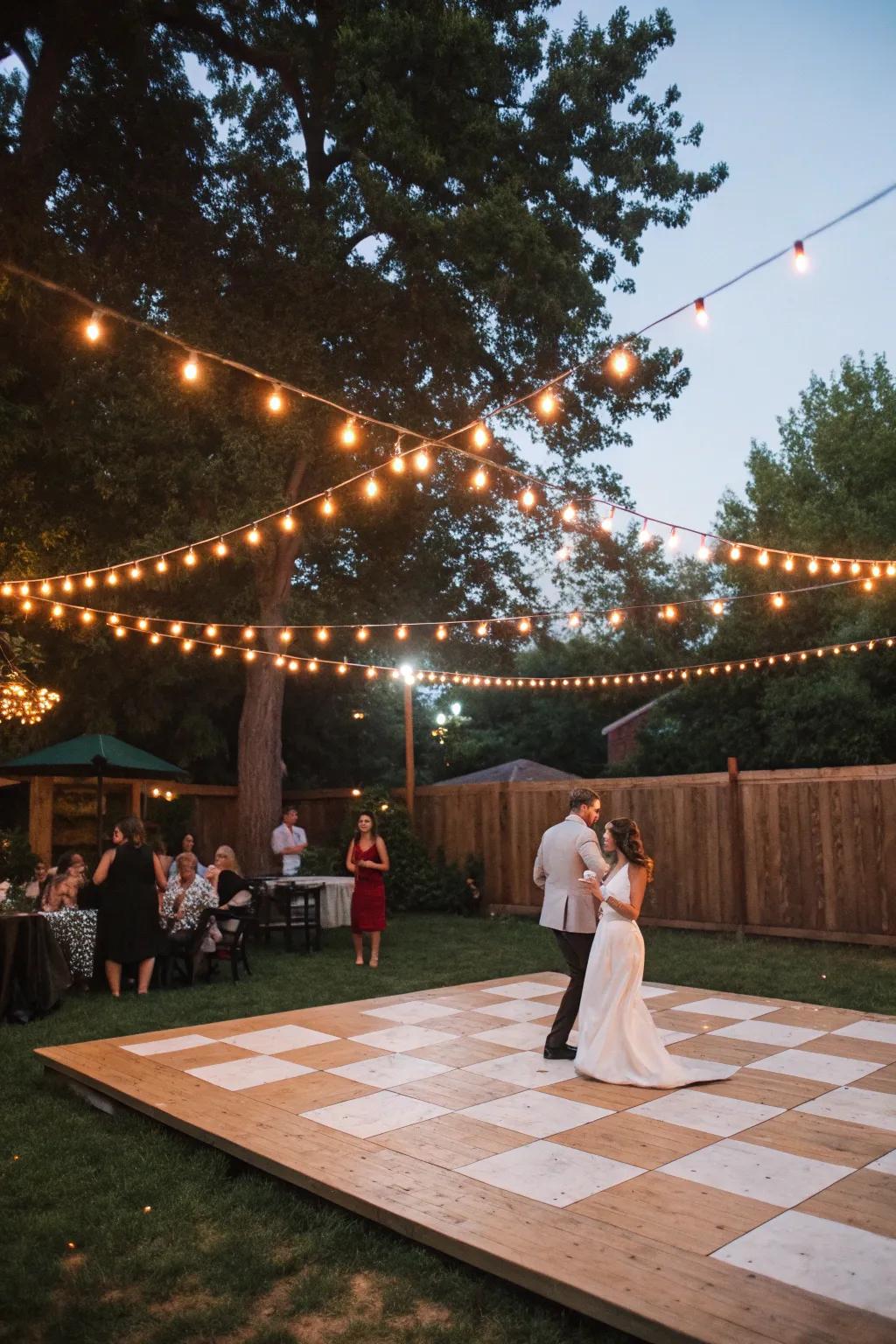 An open dance area invites attendees to dance under the constellations.