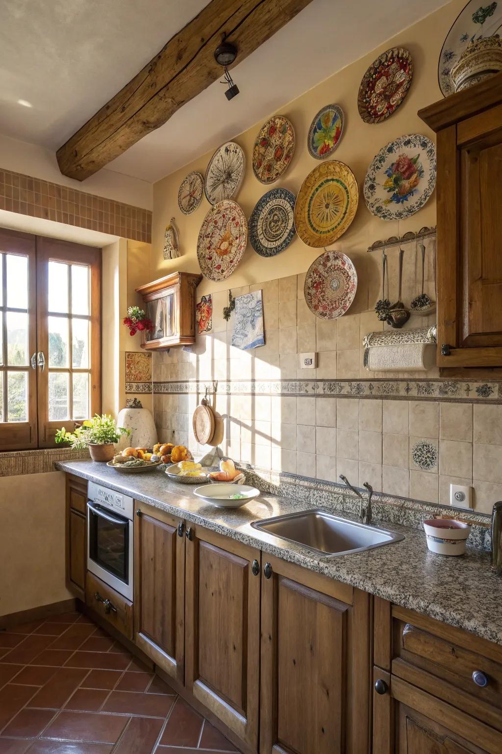 Decorative plates add traditional flair and storytelling.