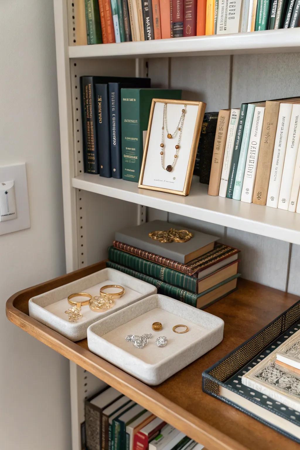 A bookshelf orchestration for a personalized jewelry array