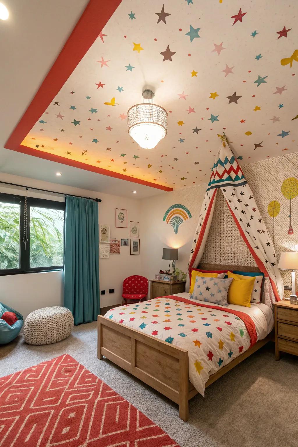 A ceiling that adds to the room.