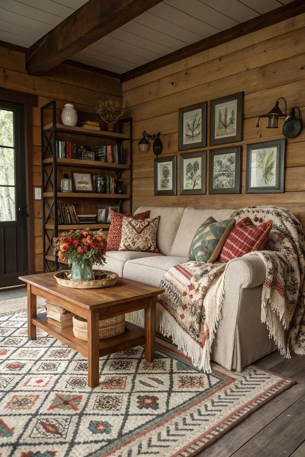 Patterns and textures contribute depth and character to the design.