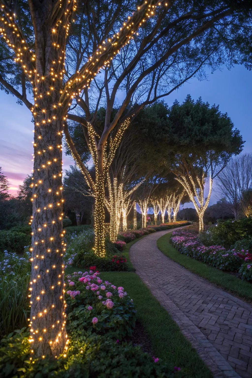Incorporate whimsy to your garden via LED-illuminated trees.
