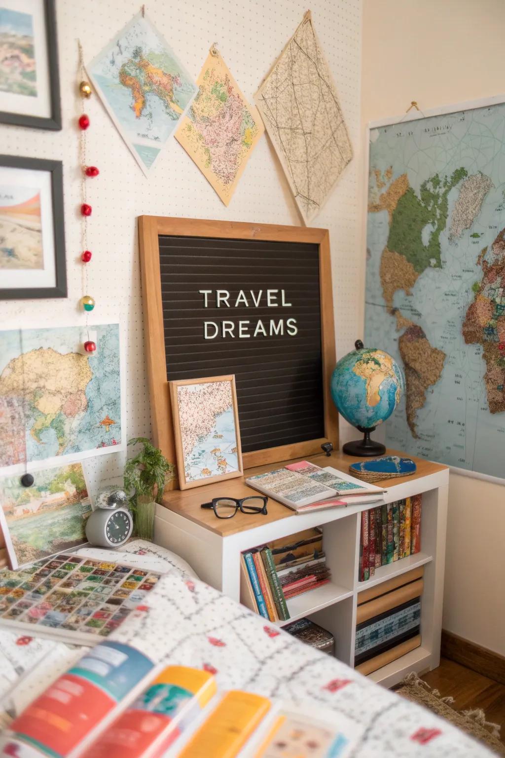 Fuel your wanderlust with travel-themed messages on your board.