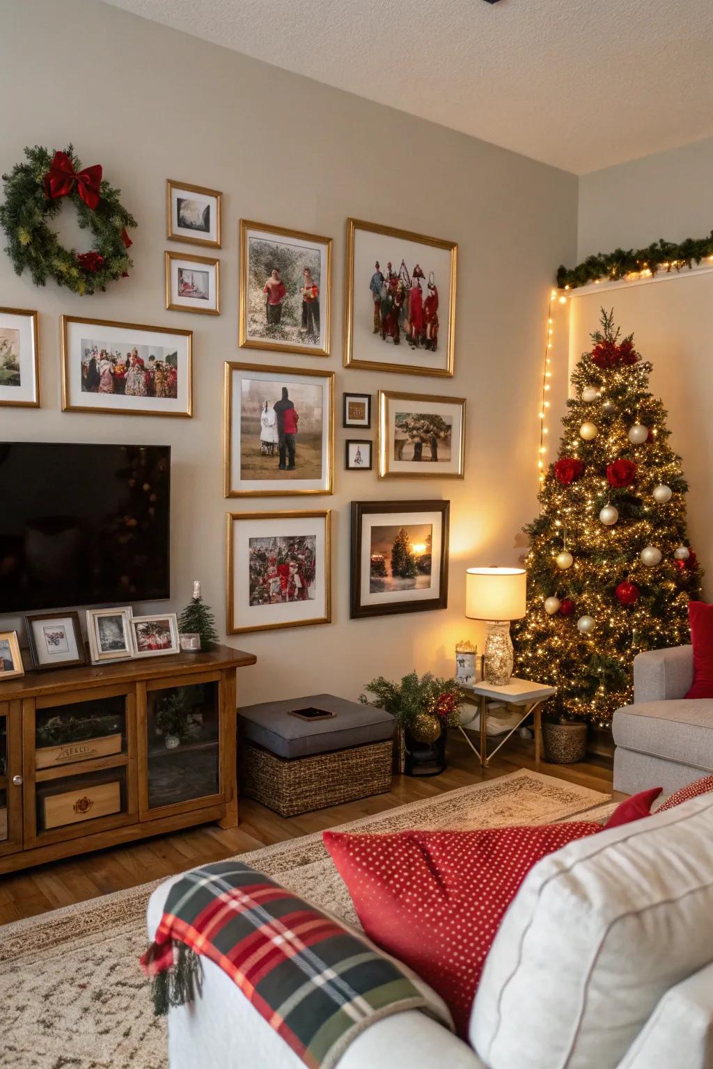 Exhibiting family holiday photos contributes a cherished element to your decor.