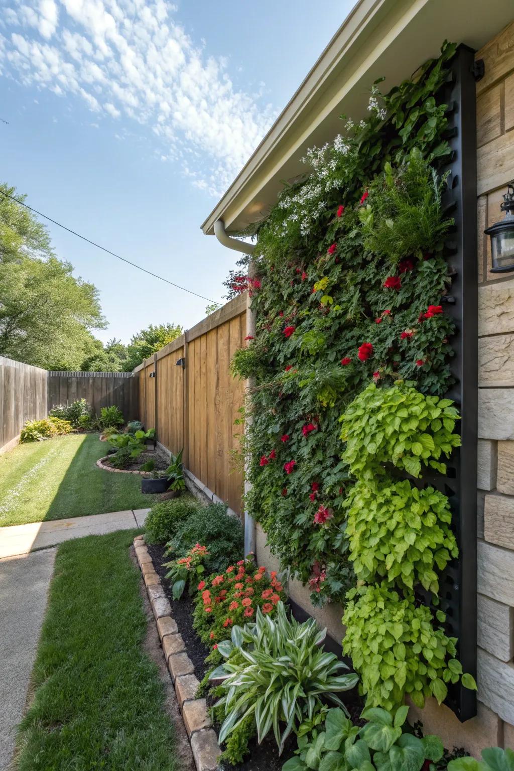 Vertical gardens add greenery without taking up ground space.