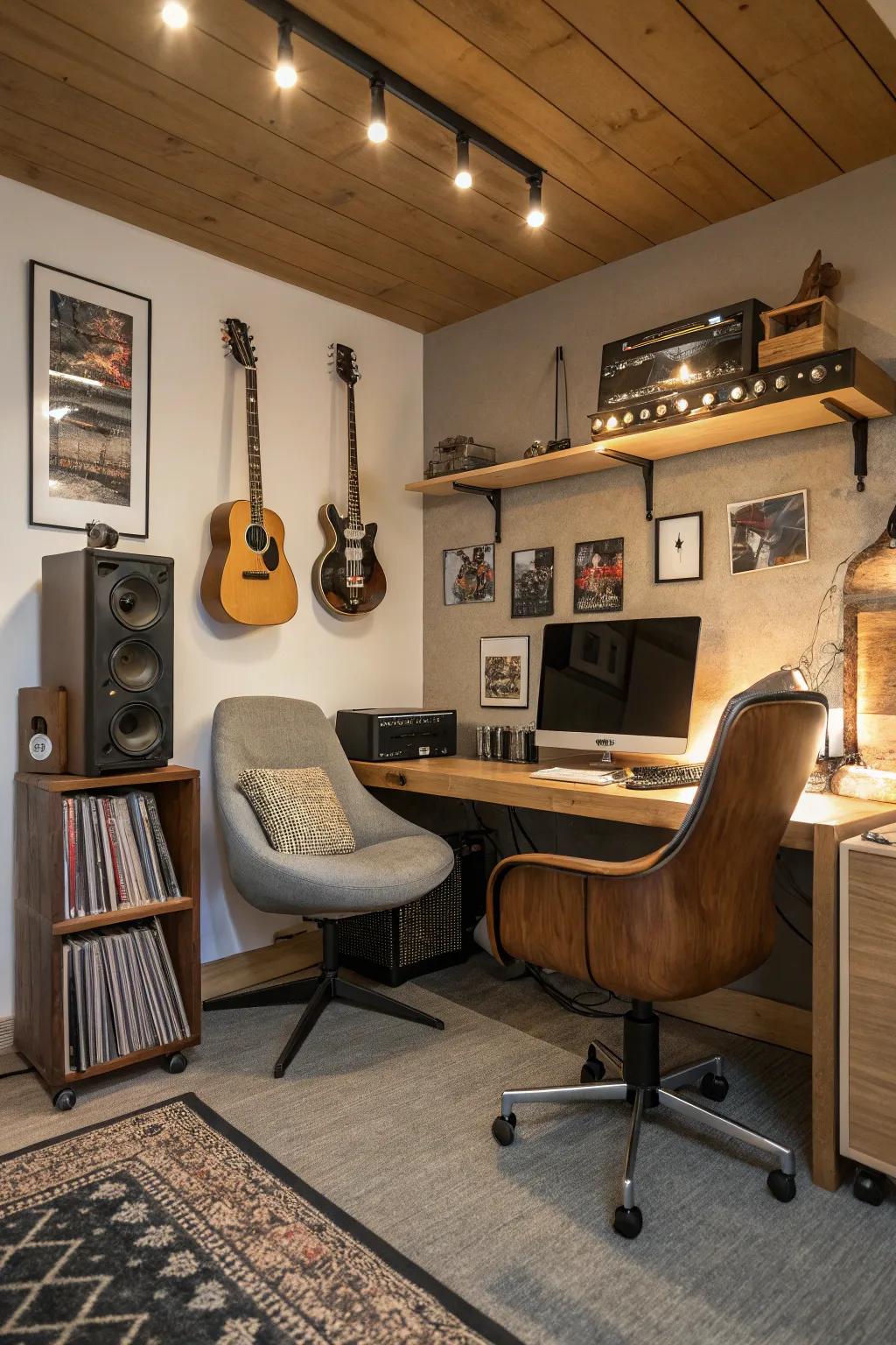 A music spot offers an inspiring retreat.
