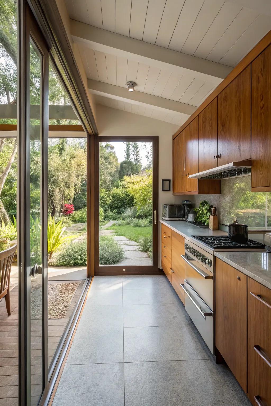The sliding glass doors provide a seamless transition to the outdoors.
