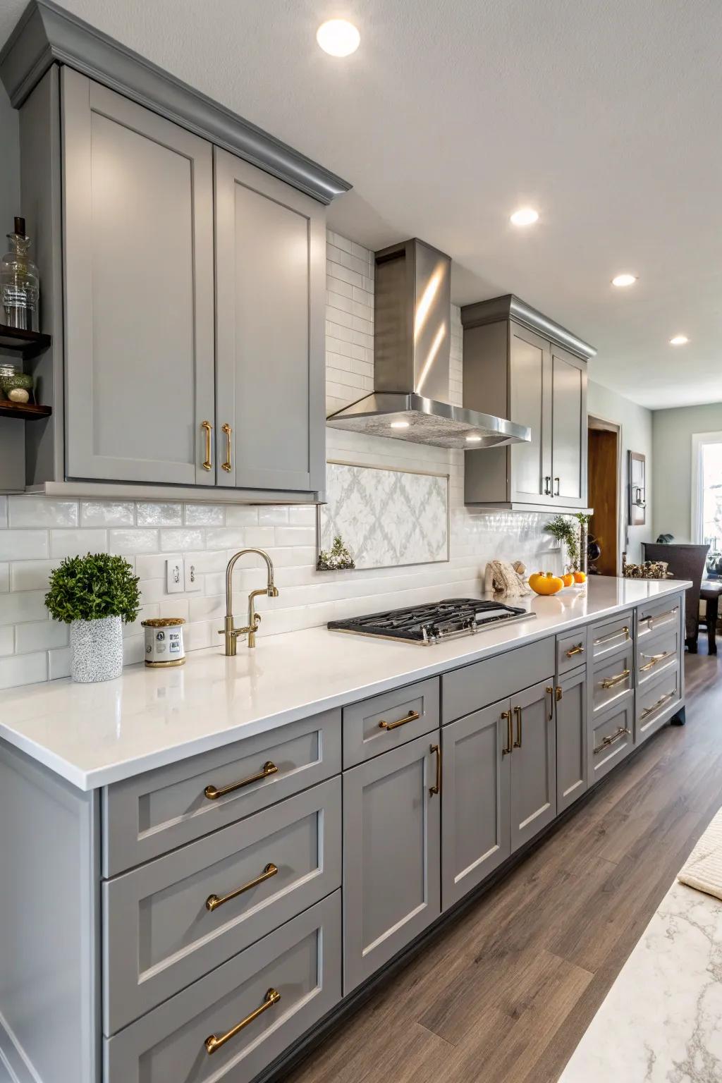 Embrace elegance with a grey and white amalgamation.