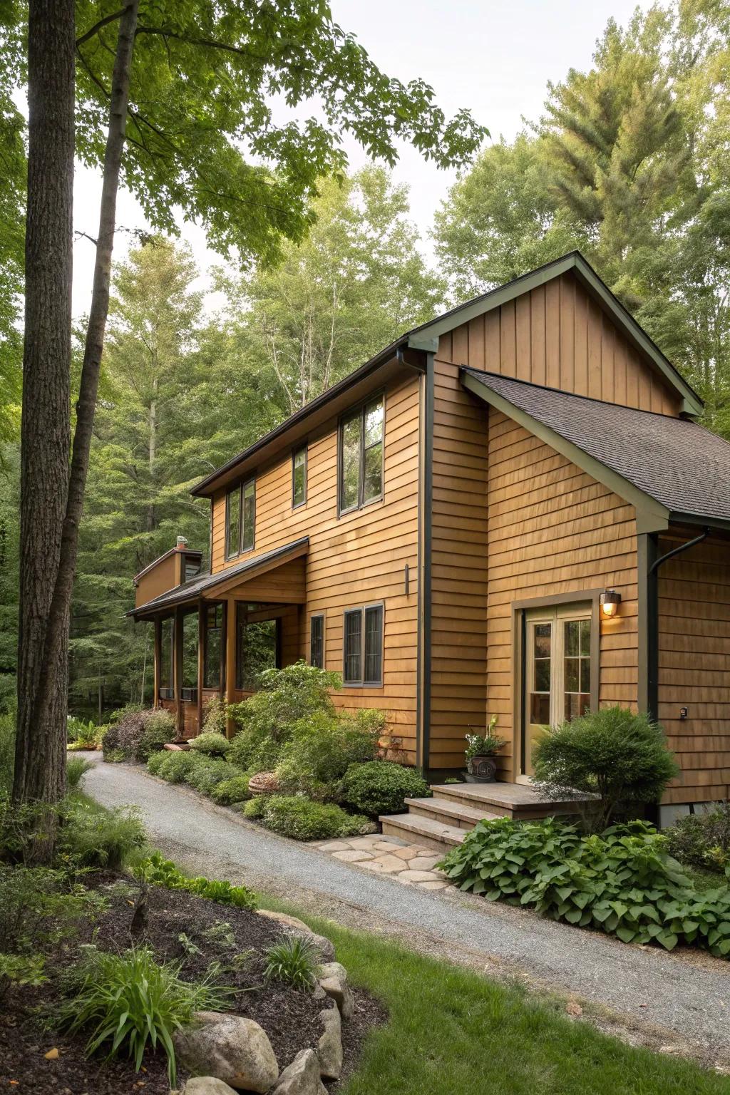 Harmonious blend with nature utilizing vertical cladding