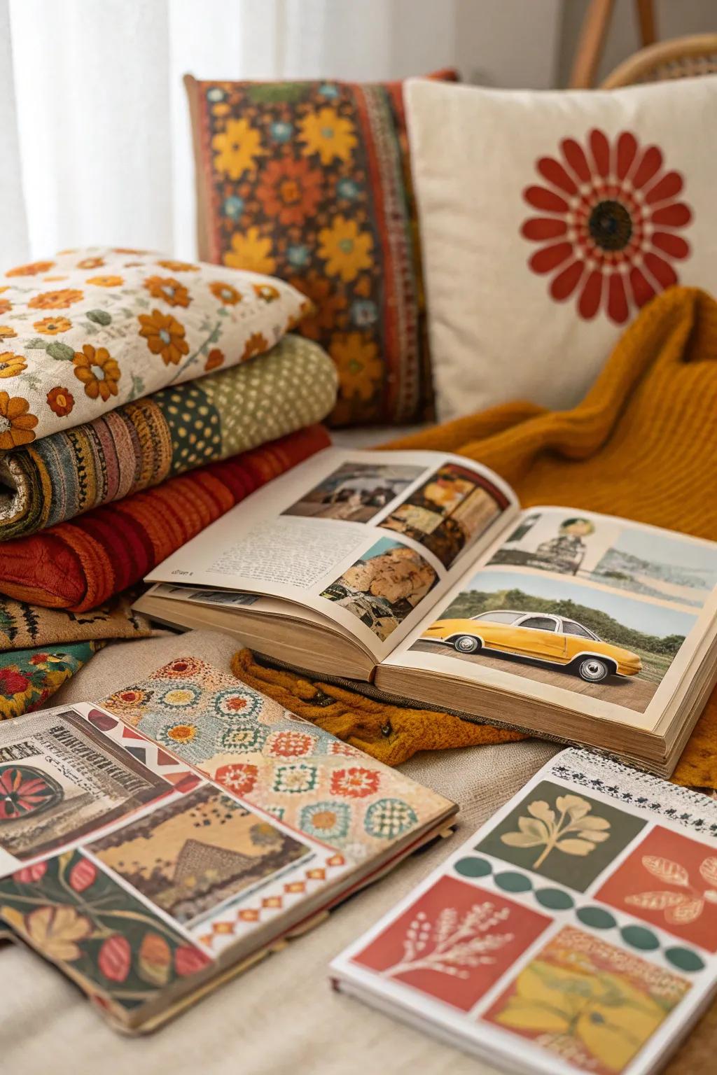 A past times mood board with old and memory-filled parts.