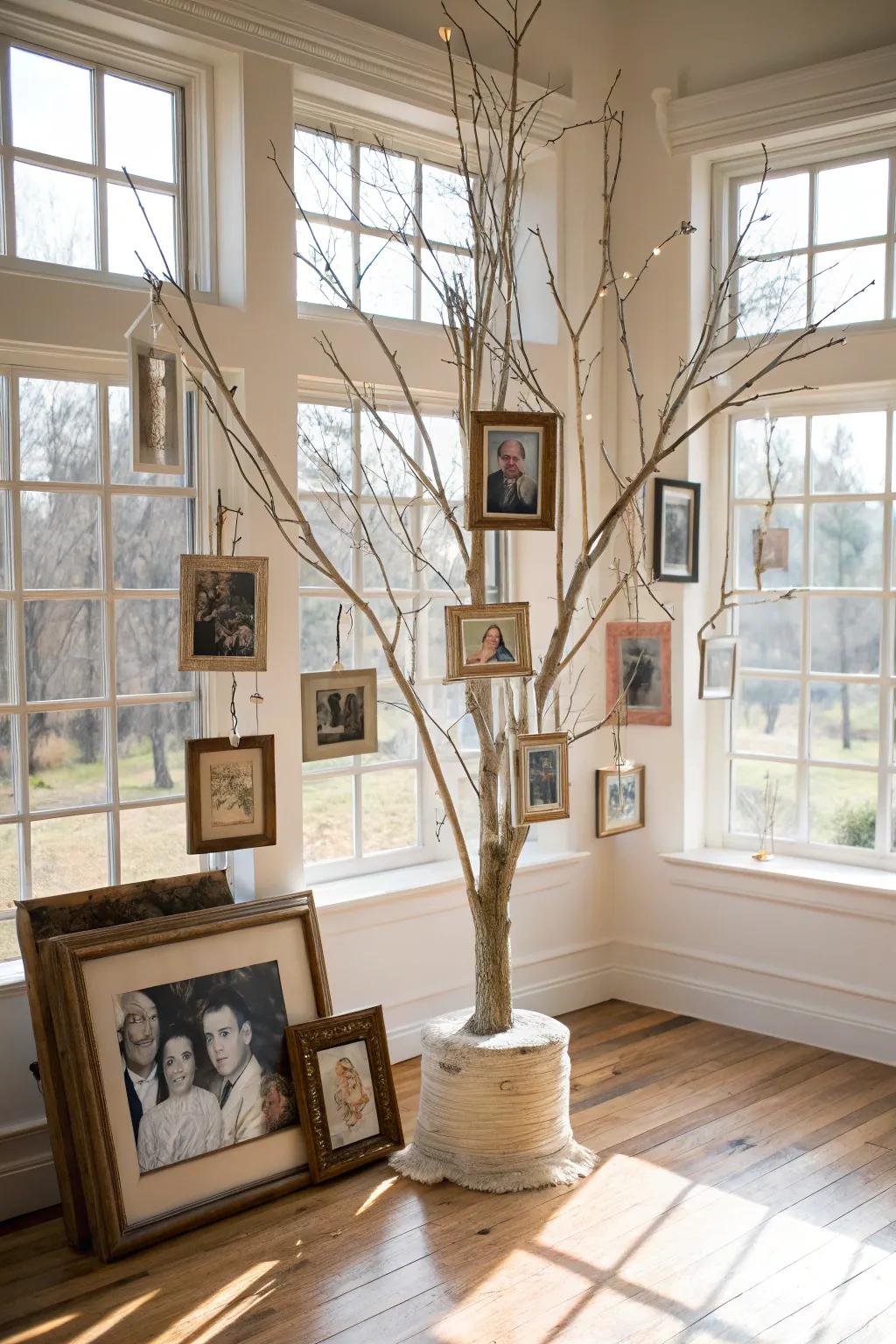 Honor family heritage with a creative family branch display.