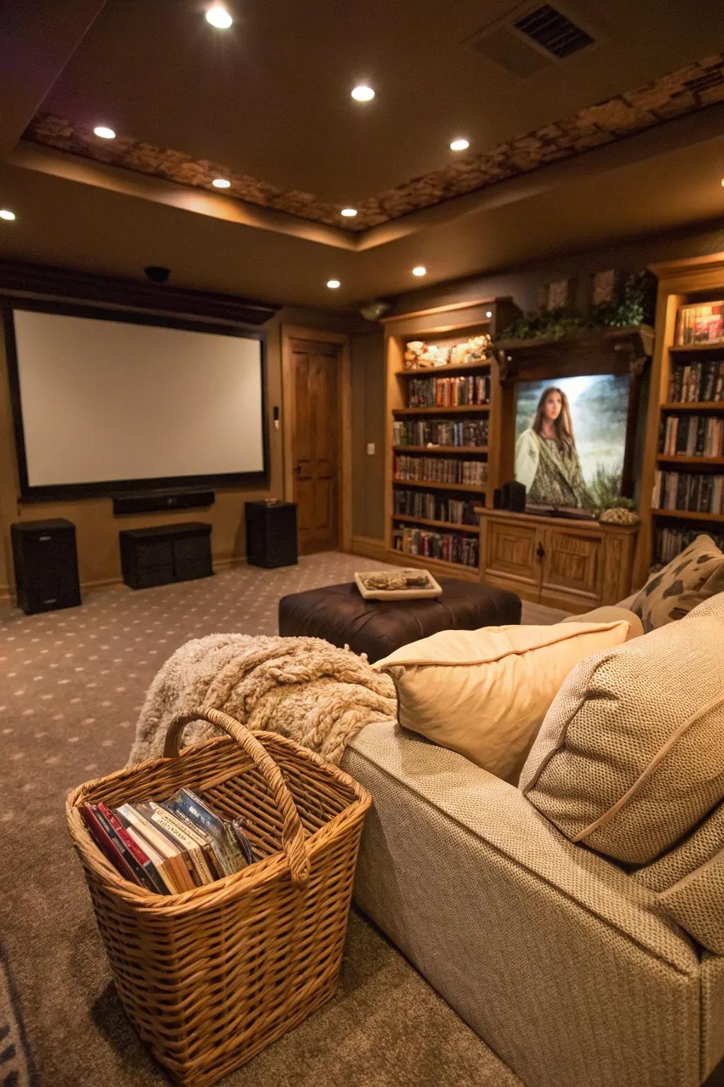 A warm film room experience is made more comfortable with blankets.