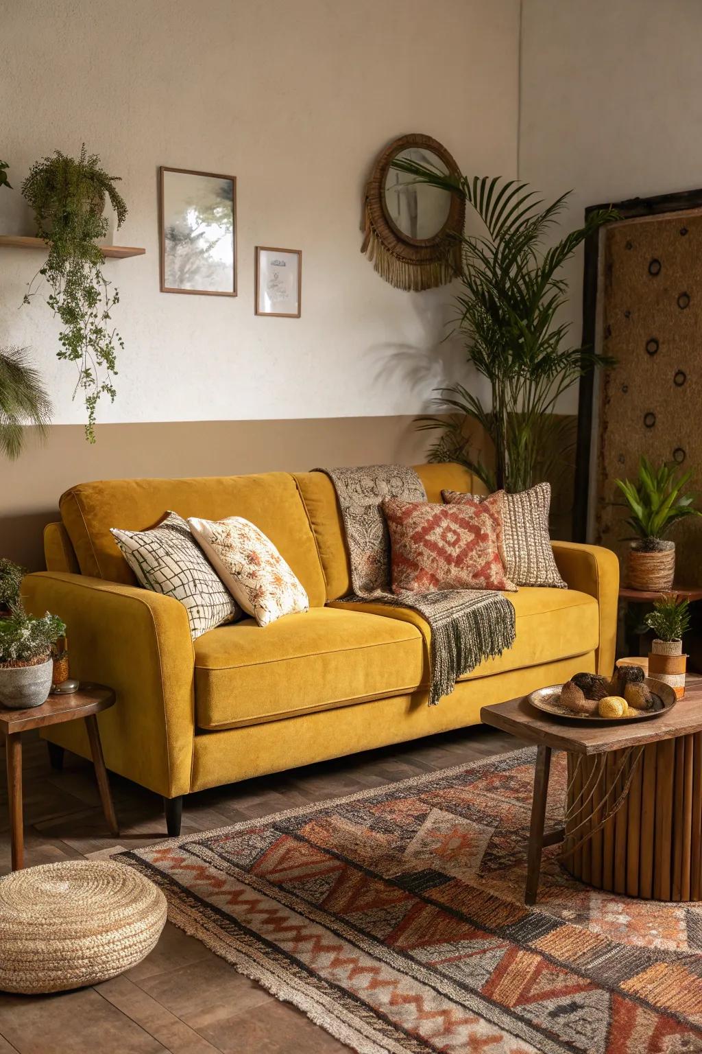 Earthy tones furnish equilibrium and cordiality.