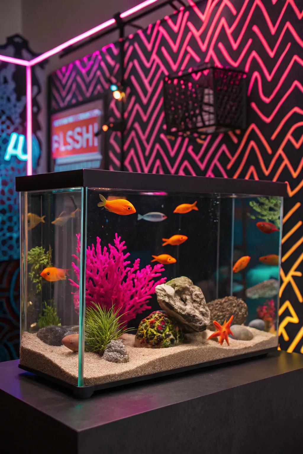 An eclectic mix of radiant styles creates a uniquely vibrant aquarium.