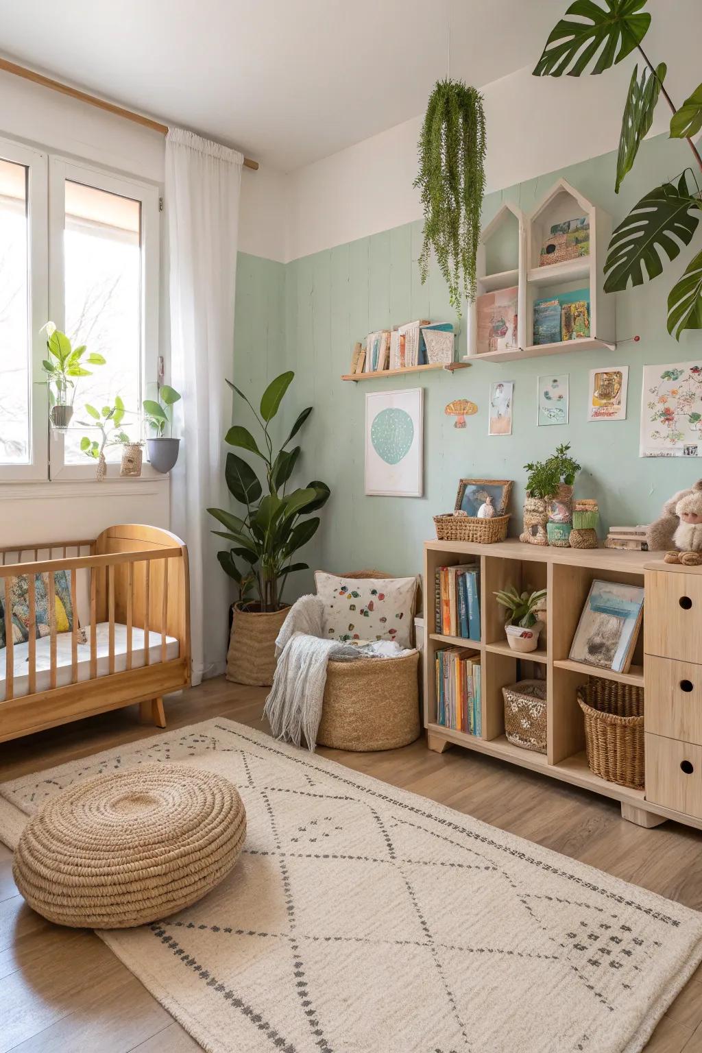 Sustainable choices create an eco-conscious and budget-friendly nursery.