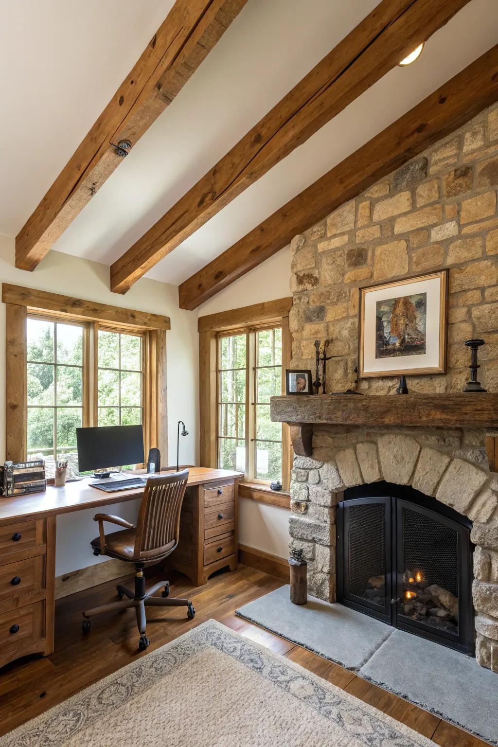 Unrefined elegance with stone and timber elements.
