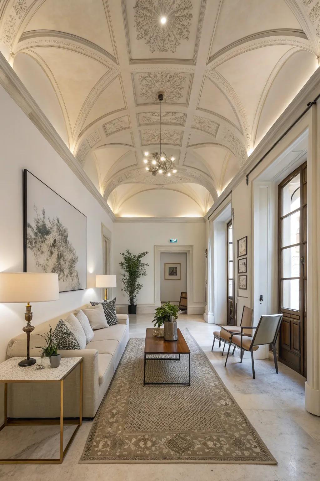 A modern space with a minimalist ceiling design for a touch of elegance.