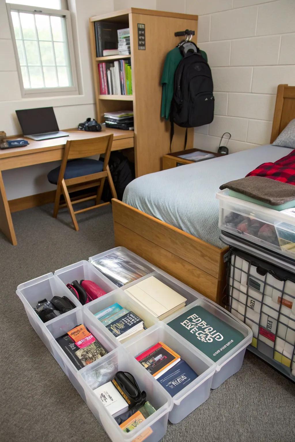 Under-bed storage is a key strategy for maximizing space effectively.
