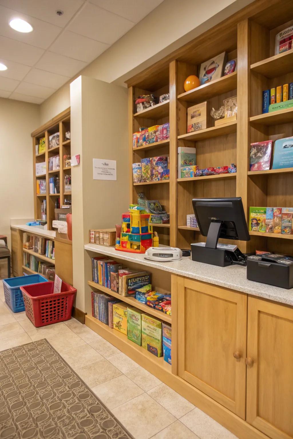 A toy library helps with fun and learning.
