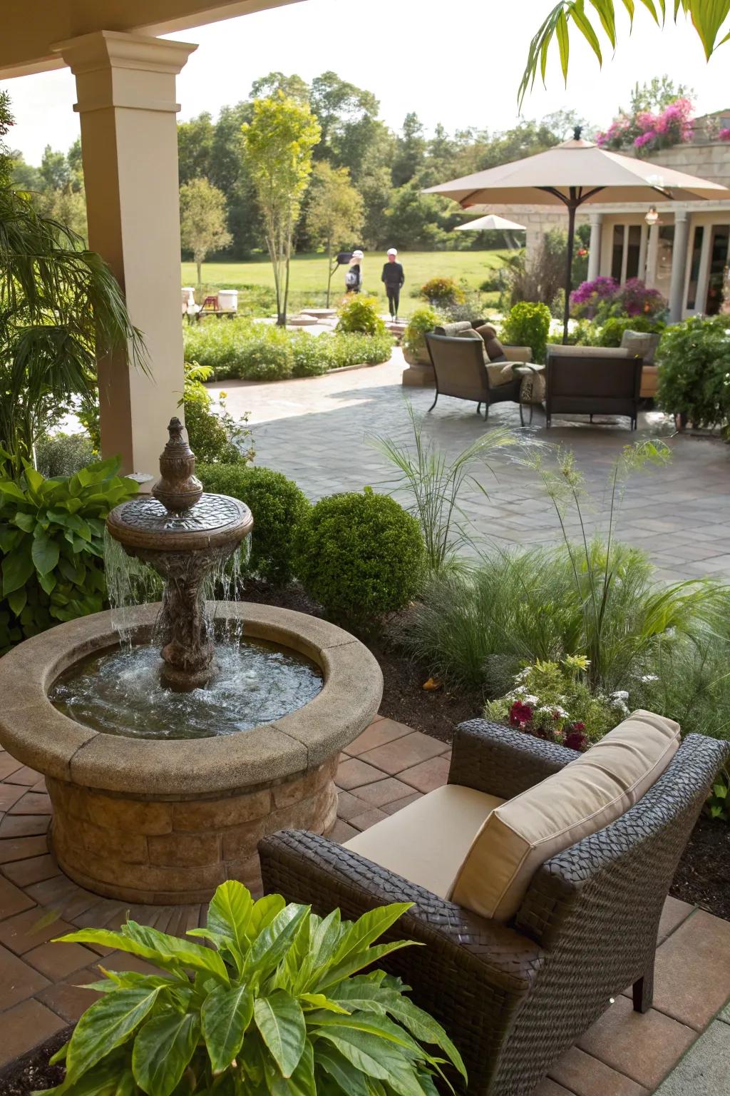 Hydration Fixtures add tranquility and charm to patios.
