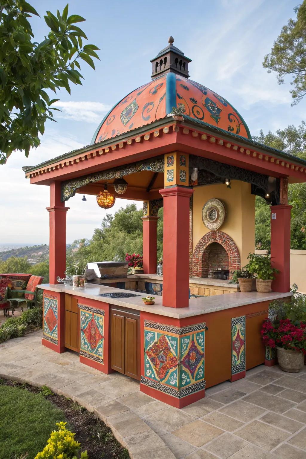 Make a statement with a creative appearance outdoor kitchen gazebo.