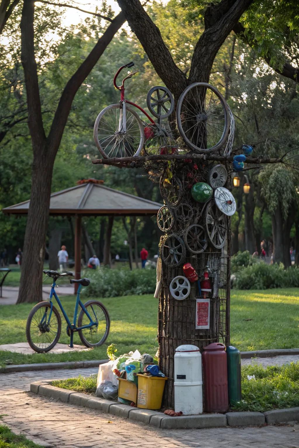Reclaimed sculptures bring a stunning and creative element to park events.