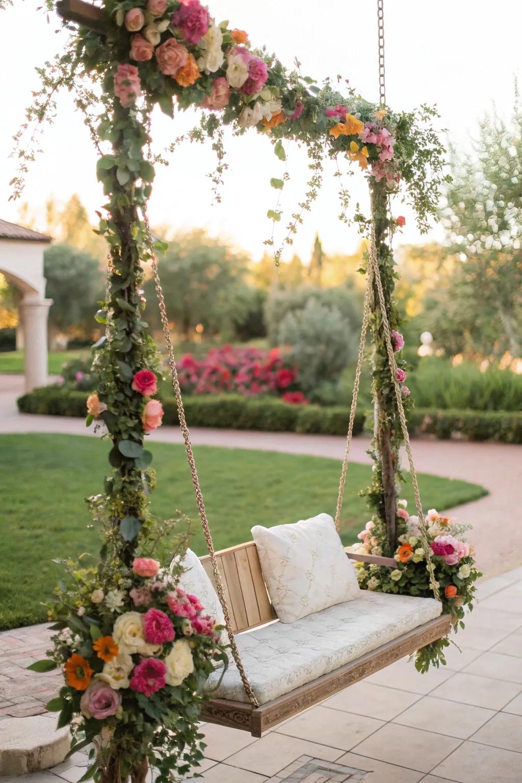 Cultivate romance using a blossom-adorned seat.