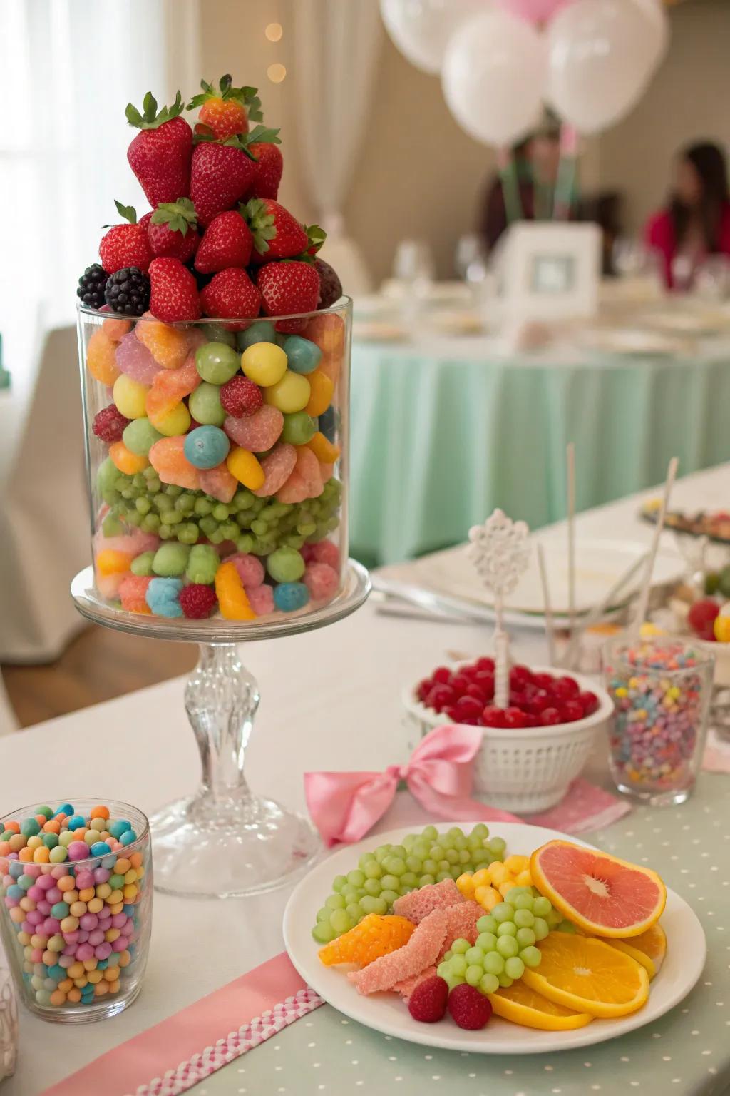 Participatory center decorations provide both decor and a treat.