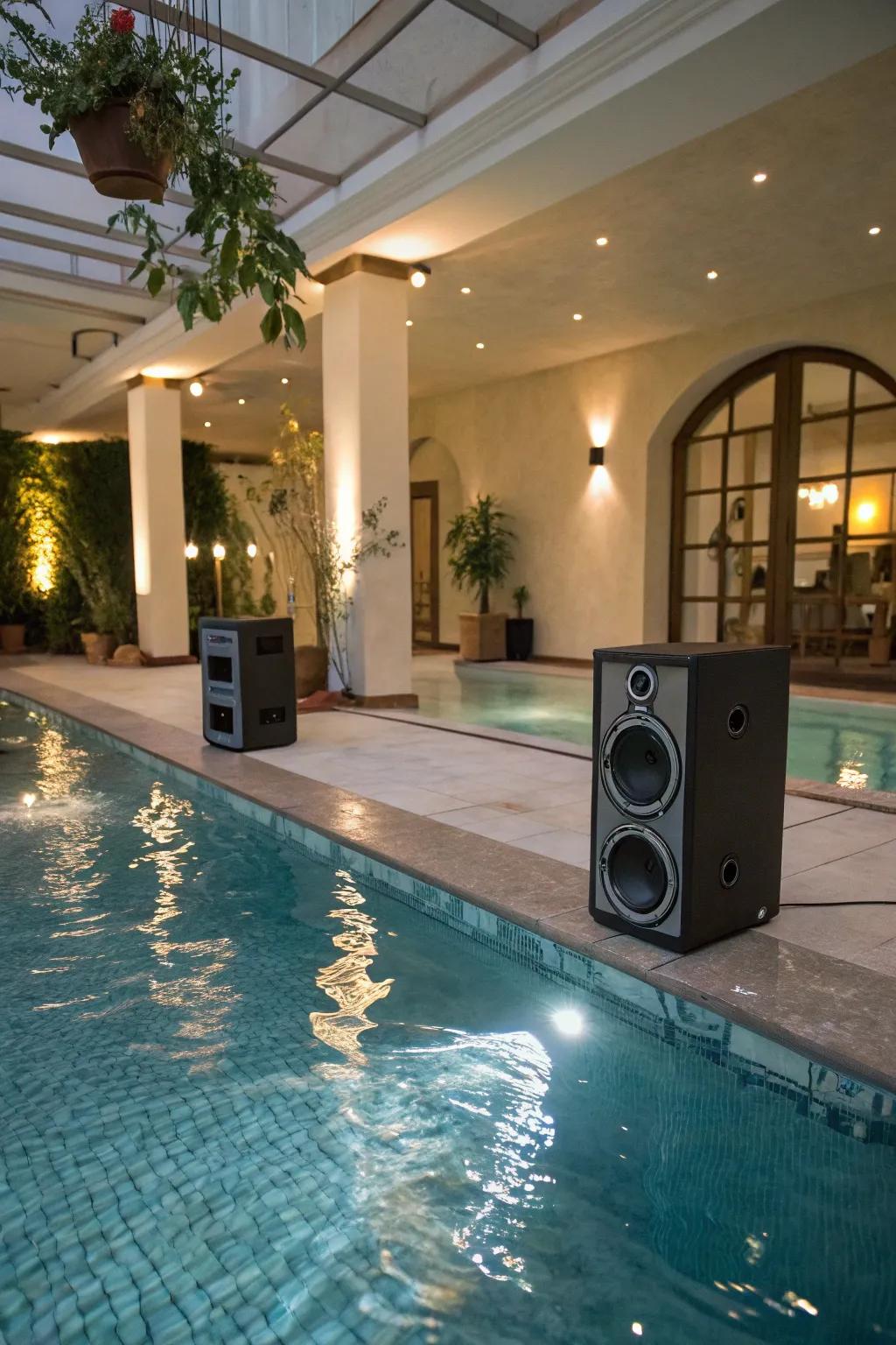 Immerse yourself in music using submersible speakers.