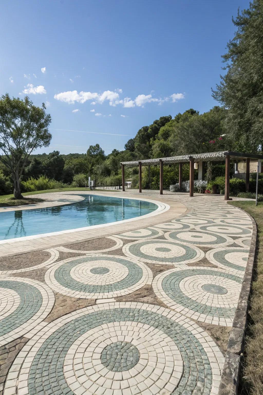 Round paving designs fashion a stunning focal attraction.