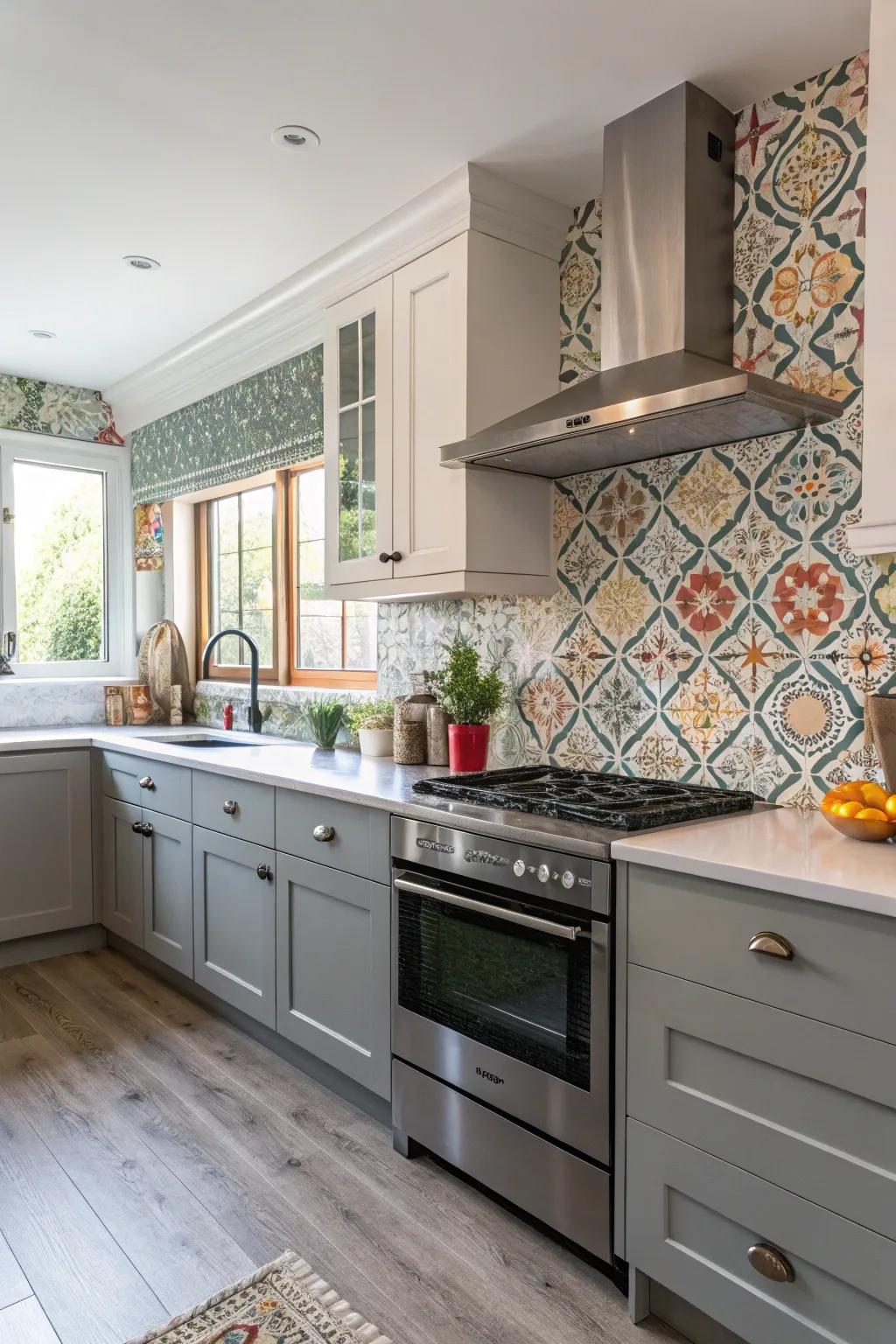 Achieve a stylish kitchen backsplash with easy self-adhesive solutions.