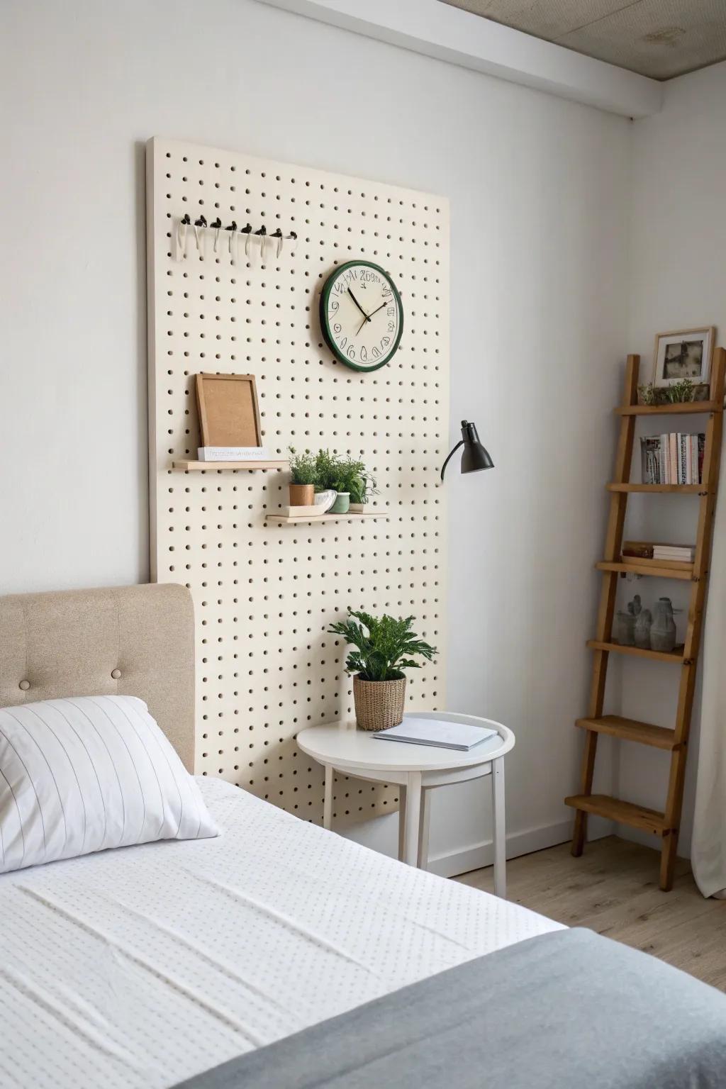 Achieve tranquility with a minimalist pegboard.