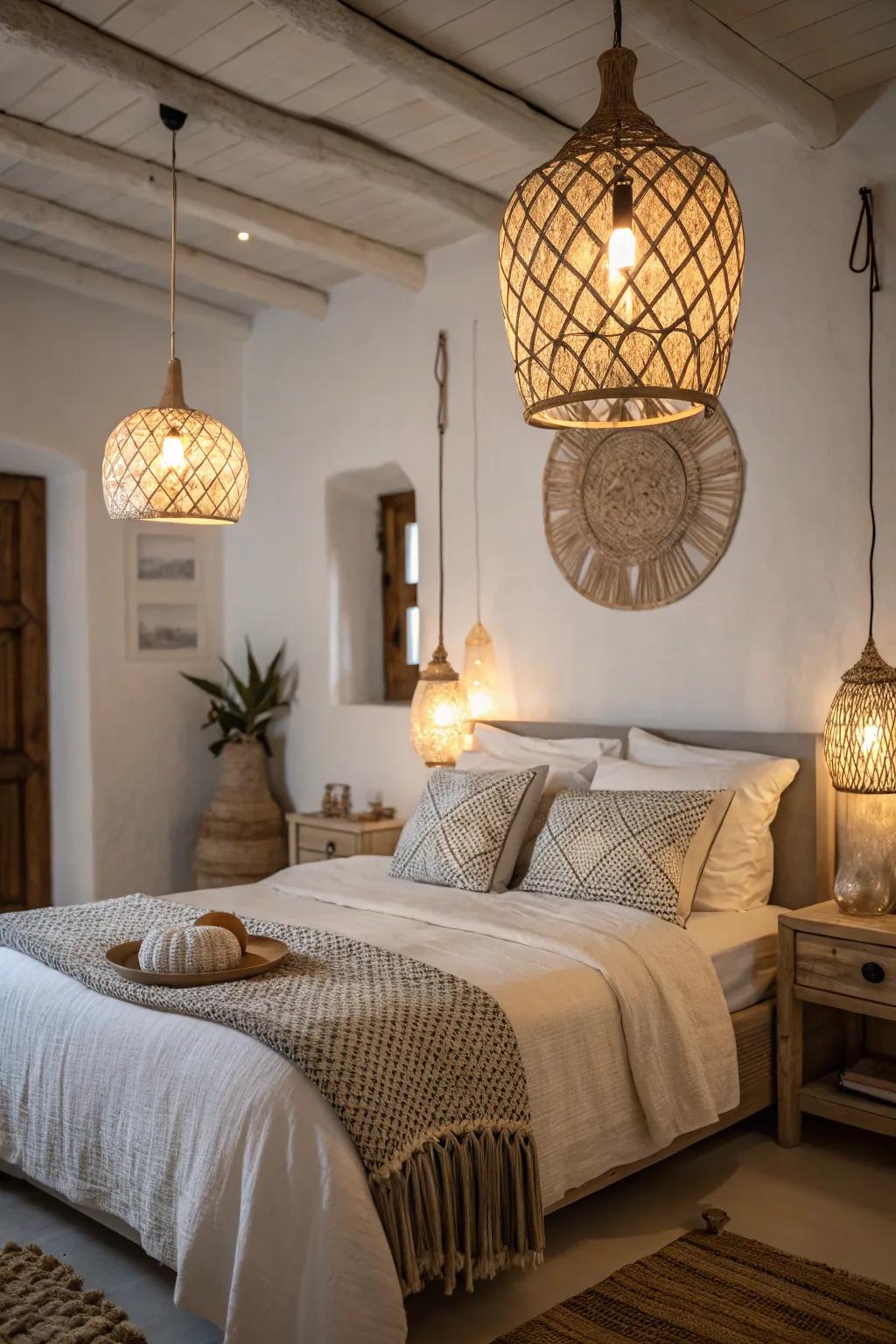 Gentle-light pendants make for a comfy, welcoming vibe.