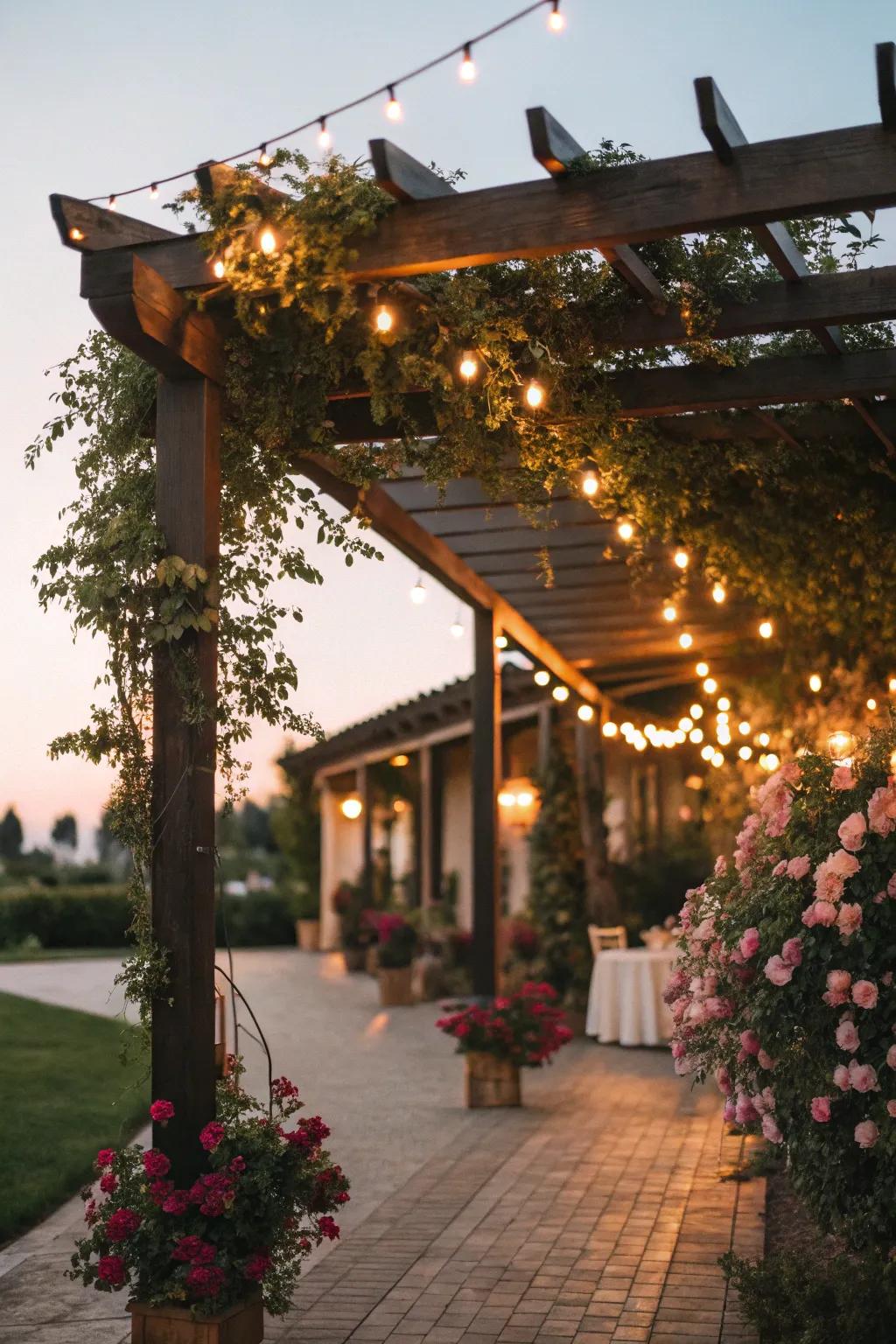 A layered overhead canopy creates a sense of intimacy.