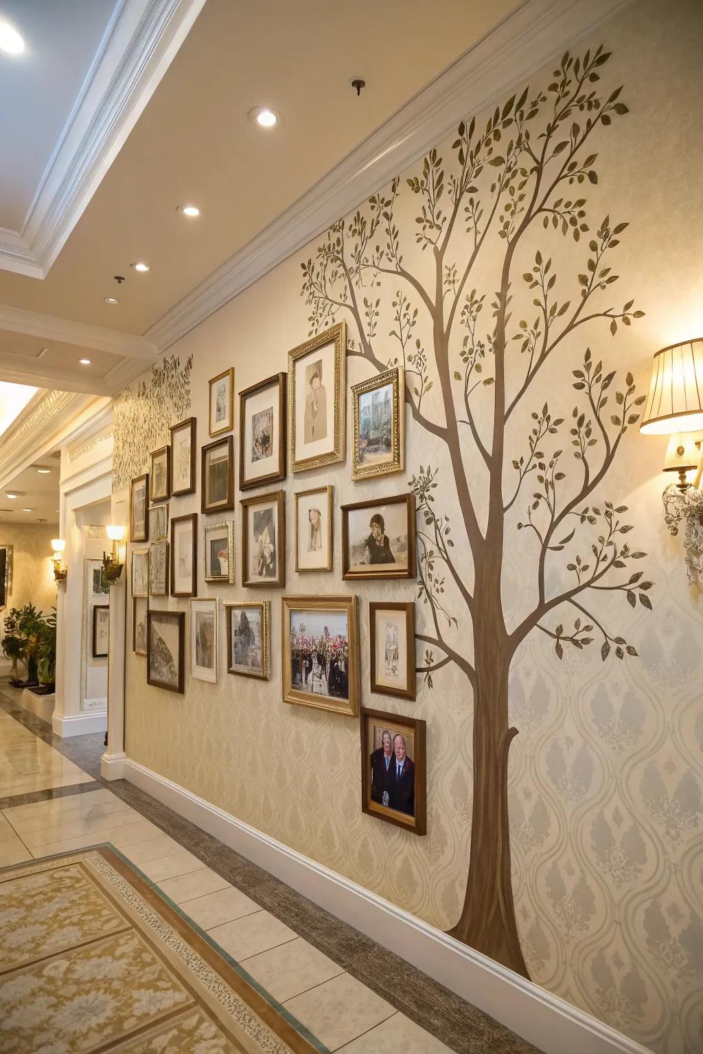 A family tree wall celebrating family history.