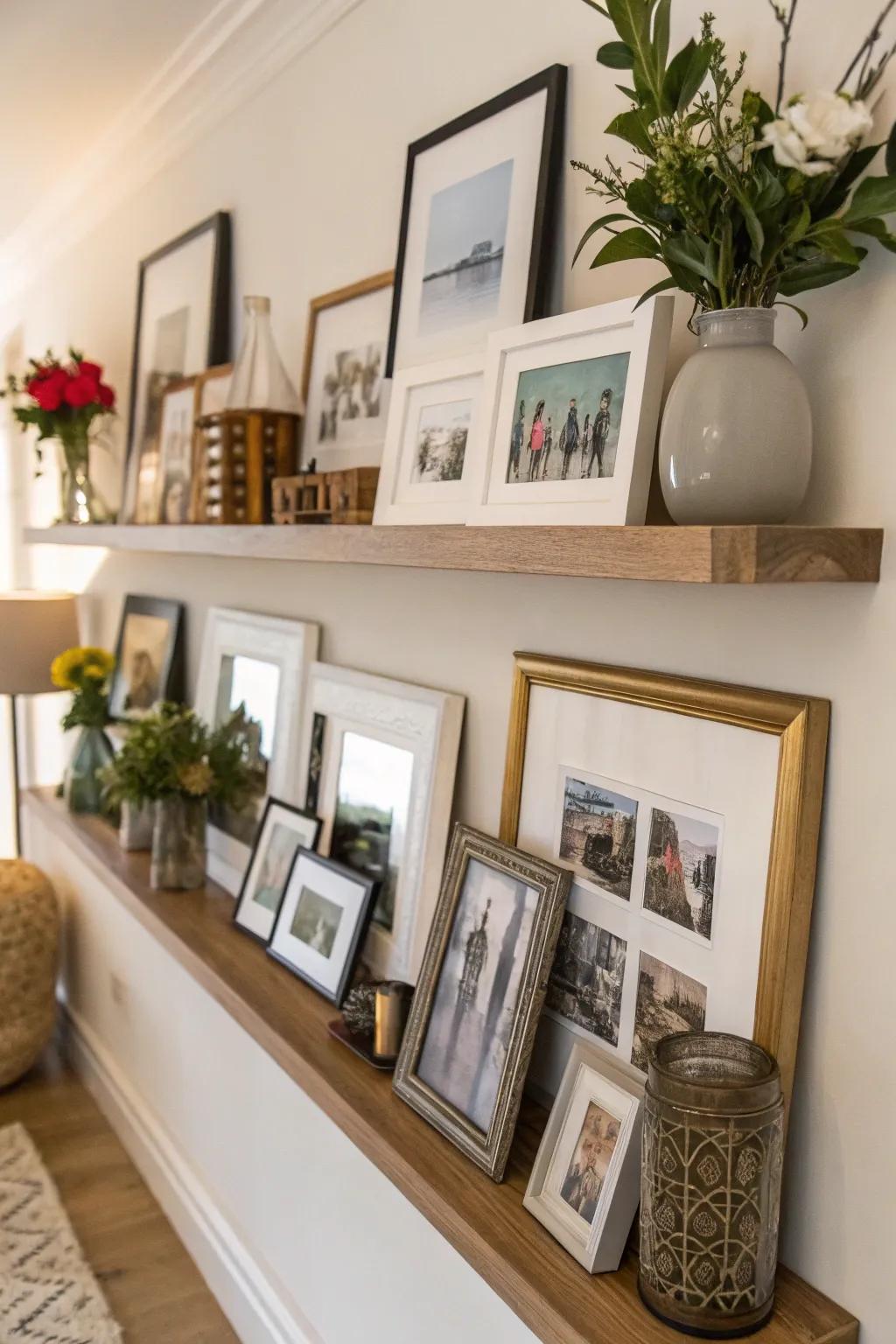 Experiment with symmetry and asymmetry for a dynamic shelf.
