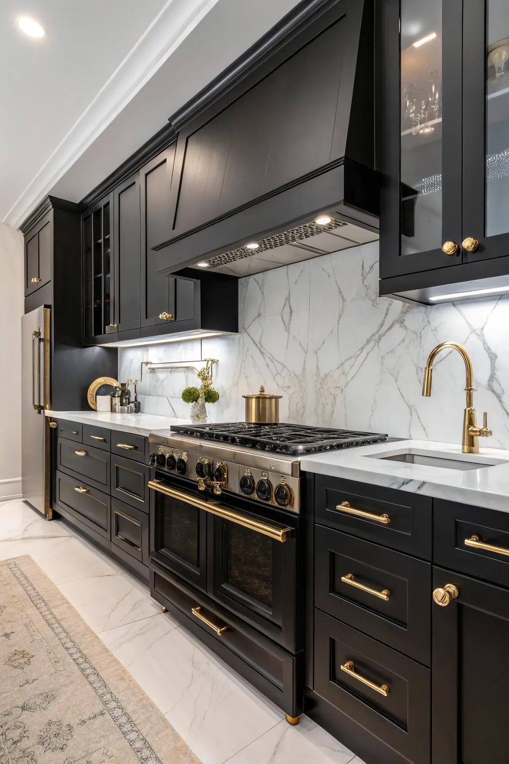 Elegant hardware enhances the modern appeal of charcoal appliances.