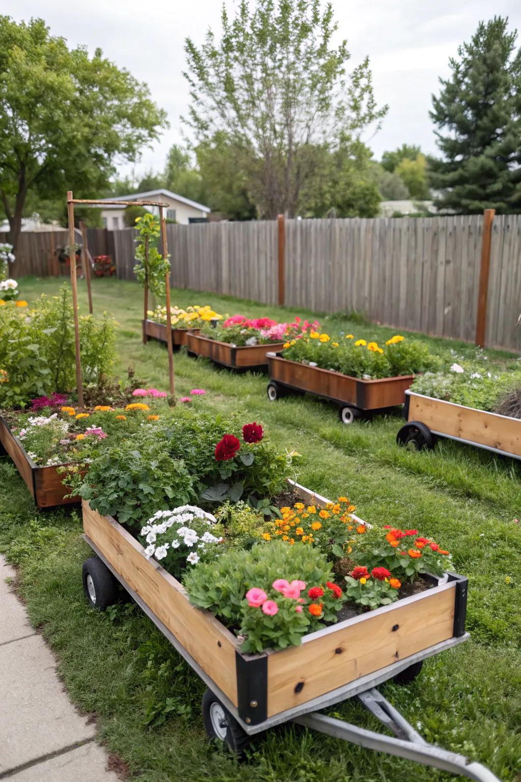 Enjoy flexibility with portable raised flower beds perfect for small spaces.