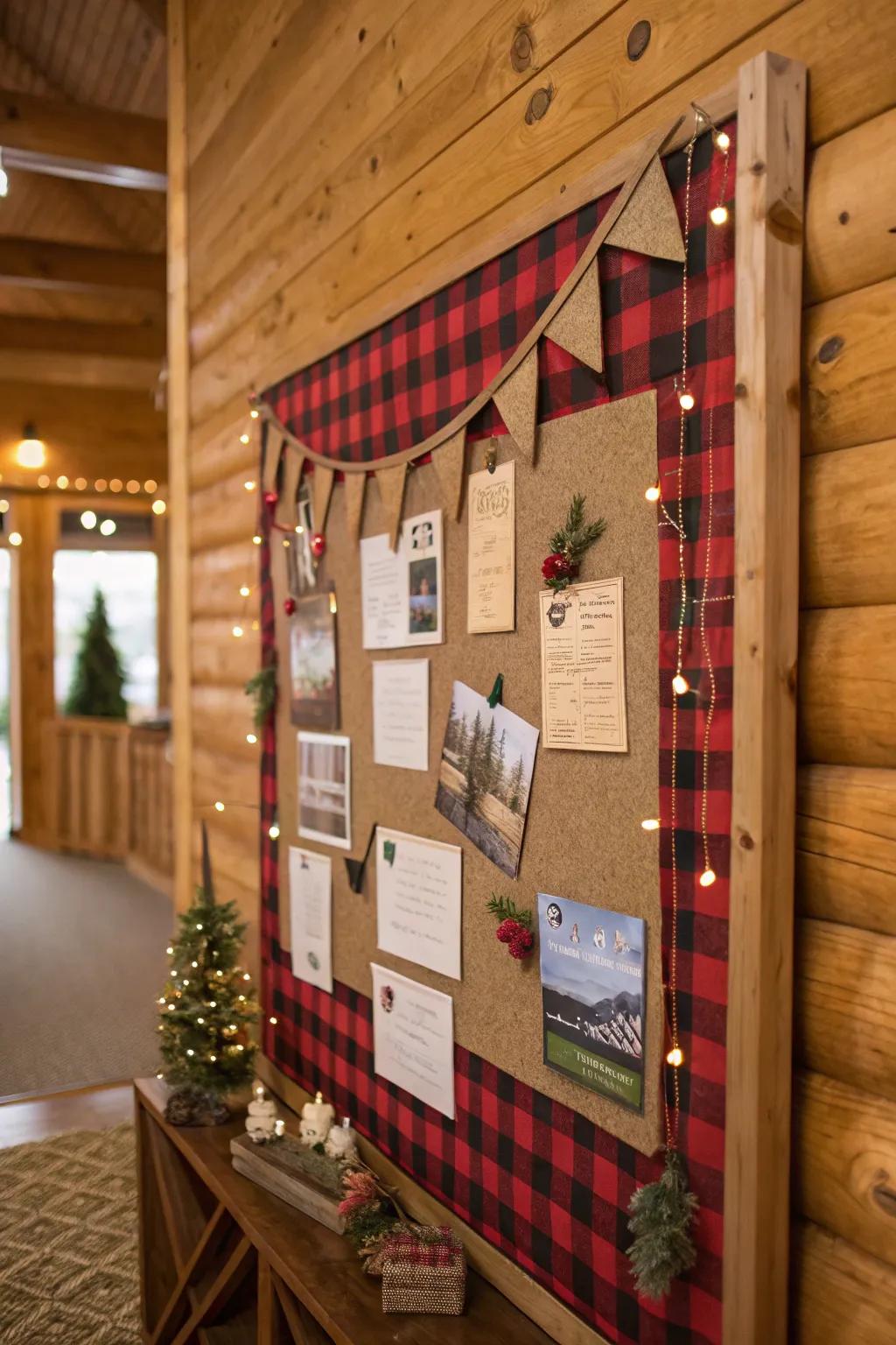 A cozy cabin-themed fall bulletin board for a warm seasonal touch.