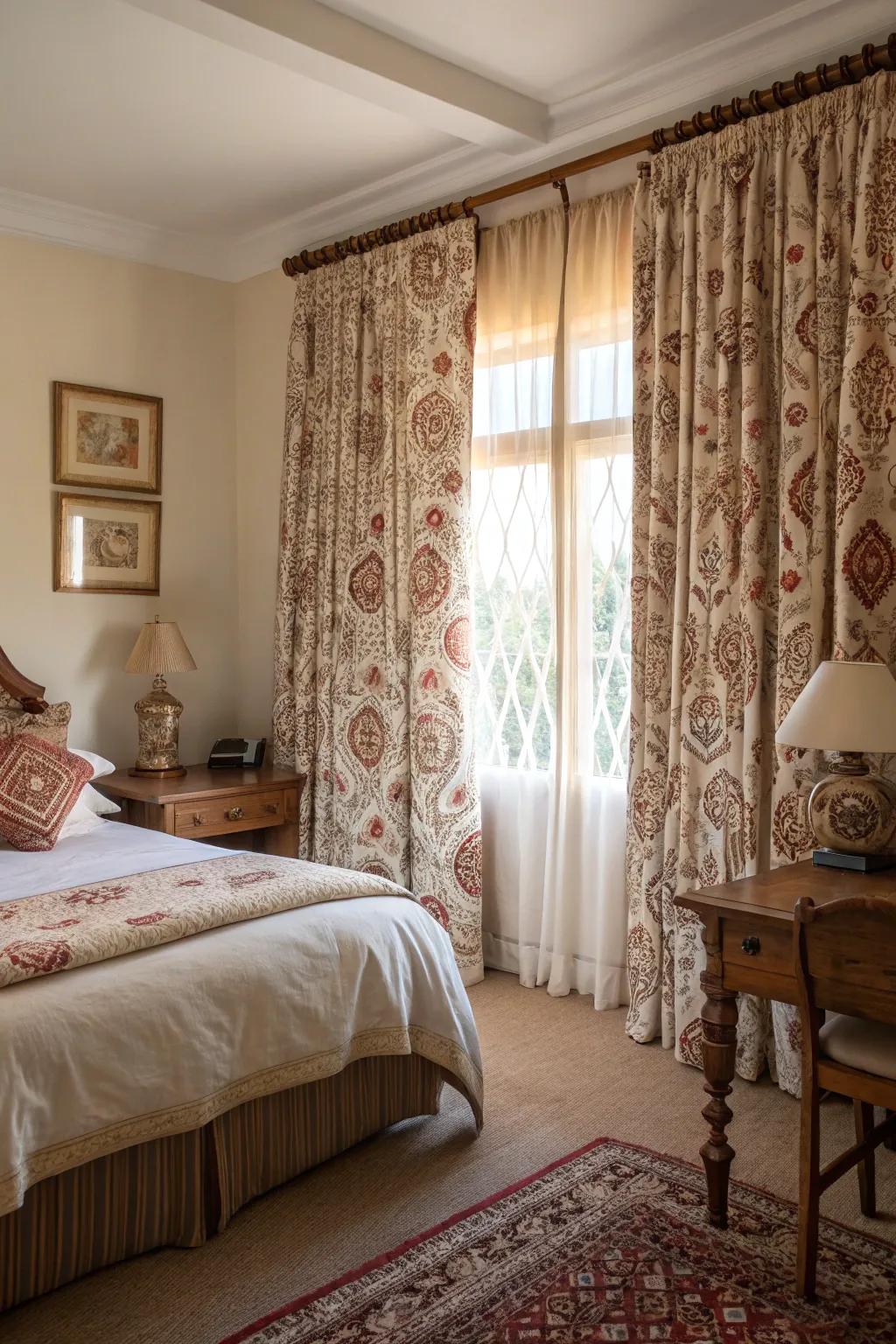 Motif panels enhance room decor while ensuring personal space.